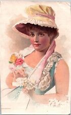 c1880 Dr Thomas Eclectric Oil Beautiful Woman Bridgeport CT Victorian Trade Card picture
