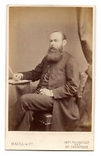ANTIQUE CDV CIRCA 1860s MAULL & CO. HANDSOME BEARDED MAN IN SUIT LONDON ENGLAND picture