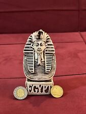 Egyptian statue King Tut  and coins King Tut’s Pound, 5 Pyramid Coins 1984 picture