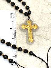 One ofa KIND Crucifix Cross Pendant Rosary 18k Gold Necklace Gemstone Christian picture