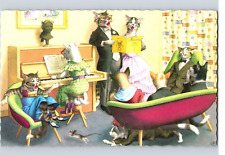 Mainzer Cats Vintage Postcard # 4892 Duet Singing Piano Recital Practice UNUSED  picture