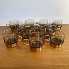Set of 12 MCM Vintage Beucler Cobras Copper Brass Handle Tea Coffee Cups Turkish picture
