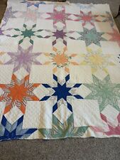 Vintage Feed Sack CUTTER Quilt repurpose Or Fix, Star 72 X 88 picture