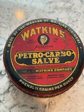 Vintage Watkins Petro-Carbo Salve Medical Tin - J.R. Watkins Company 4.5