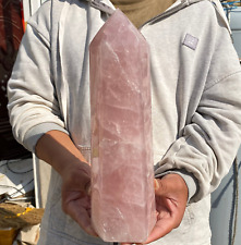 9.5lb Beautiful Large Pink Rose Quartz Crystal Point Tower Healing Specimen picture