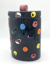 Vintage All Sorts Licorice Candy Canister Cookie Jar Black Curved 3D Ceramic picture