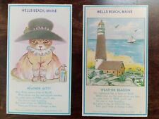 Wells Beach, ME Vintage Hygroscope Cards #1 Weather Beacon #12 Weather Kitty picture