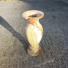 VINTAGE ONYX MARBLE VASE, NATURAL STONE, 8” picture