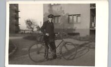 BICYCLE DELIVERY MAN real photo postcard rppc uniform rider worker messenger picture