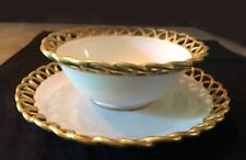 2 Sets Vtg Carole Stupell Plates w Bowls, Gold Openwork Scallop 5 sets avail. picture