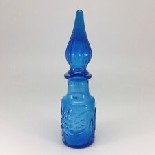 Empoli Mini Bottle Blue Glass Genie Decanter Fruit Italy 7.5