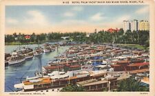 Postcard FL Miami Royal Palm Yacht Basin Miami River Boats Sailboats Ships picture