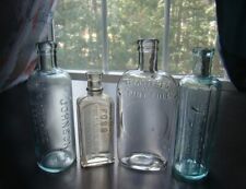 ANTIQUE EMBOSSED LOT OF FOUR 1880's - 1890's MEDICINE & WHISKEY BOTTLES picture