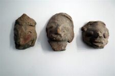 3 x Pre-Columbian Mayan Pottery Head Fragment Ancient (a) picture
