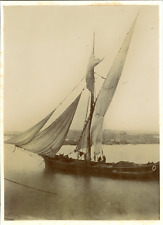 France, Saint-Raphael, sailboat in the port, ca.1894, vintage citrate print vint picture