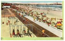 c.1951 General View Batching Beach & Boardwalk Hampton Beach N.H Postcard Vtg picture