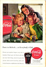 1948 Coca Cola Print Ad Girls Fun Friendship Coke Drinks Social Vintage picture