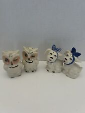 Vintage Shawnee Salt & Pepper Sets Lot Of 2 Dogs With Blue Scarf & Owls picture