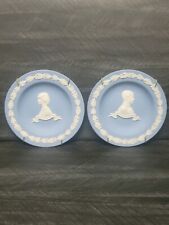 Vintage Wedgwood Jasperware Blue Pair Charles & Diana Royal Wedding Dishes 1981 picture
