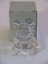 Vtg PartyLite Clear Glass Teddy Bear Candle Holder P0580, Orig Box picture