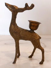 Vintage Brass Deer Candle Stick Holder Christmas Decoration Collectible Reindeer picture