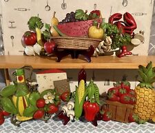 6 Vintage 1970s Homco Fruit Veggie Kitchen Wall Decor Lobster Wine Pineapple picture