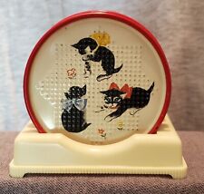 Vintage 1950s Mid Century Modern KITTY CAT  Red Metal COASTER SET w/Holder CUTE picture