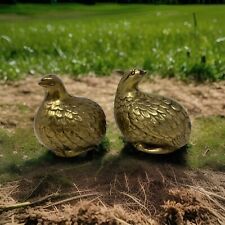 Vintage Brass Quail Pheasant Birds Hollow Figurines Mid Century Set of 2 Collect picture