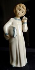 VTG Emily Lladro Style OFF TO BED Porcelain Figurine Boy Pillow Clock Exl. picture