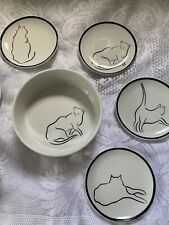 Monkey & Peddler Minou Cat Silhouette Plate/coasters, set of 4 In Covered Dish picture