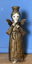 Vintage Angel Candle Holder Collegiate Hand Painted Paper Mache 11