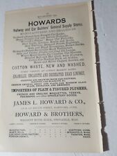 1873 print ad HOWARD'S Railway Railroad supply store  Hartford CT Springfield MA picture