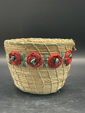 Hand Woven Mini American Folk Art Basket with Florals picture