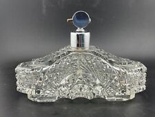 1930s Vintage Thick Brilliant Cut Crystal Perfume Bottle Silver Cap Atomizer HTF picture
