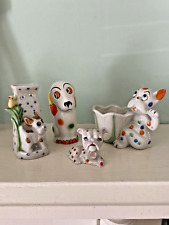 Vintage Kitch Lot 4 Anthropomorphic Dog Figurines Polka Dot MCM JAPAN  picture
