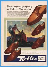 1942 Native American Indian Smoke Signals Roblee Moccasins Brown Shoe Co Ad picture