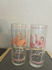 Vintage Flamingo Drinking Glasses Set of 2 Pink and Salmon Color picture