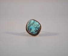 Old Pawn Navajo sterling Silver Ring - Turquoise  Size 8 picture