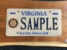 Virginia License Plate ROTARY SAMPLE, SIGNED LETTER of Gift from Dist Gov 2004  picture