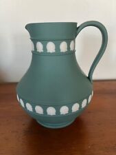 Circa 1986 Wedgwood Teal Green Jasperware Pitcher with Shell Decoration picture