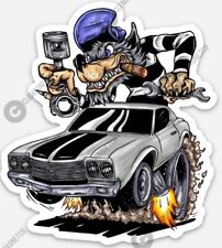 Chevy Fan STICKER - Chevrolet Chevelle wolf Piston Muscle Vinyl Rat Ratfink picture