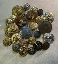 25 Antique Vintage Military (+) Eagle Buttons. Assorted Branches And Materials picture