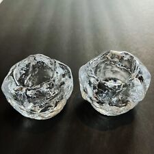 Set of 2 Towle 24% Lead Crystal Glacier Snowball Votive Tealight Candle Holder picture