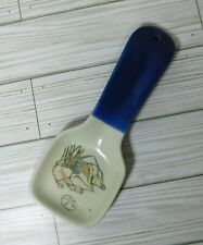 Otagiri Vintage Spoon Rest Sea Floor Still Life Blue Ivory Ceramic Made in Japan picture