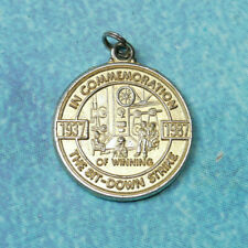 UAW 50th In Commemoration of Winning Sit Down Strike 1987 VINTAGE Keychain Medal picture