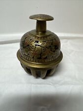Vintage Brass Indian Elephant Claw Bell with Floral Design picture