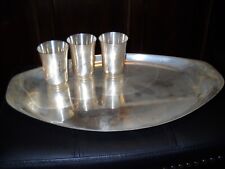 Vintage Set Stuttgart Engraved Tumblers/Cups w/ Engraved Serving Tray All By WMF picture