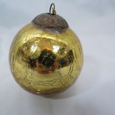 Lovely Heavy GOLD Crackle  Glass Kugel Ornament apprx 3