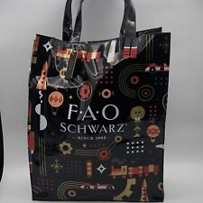 FAO Schwarz Black Vinyl/Lined Tote With Vintage Toy Look NWT picture