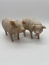 Pig Figurines with Name Tags Resin? Farmhouse Decor Vintage Set Of 2 picture